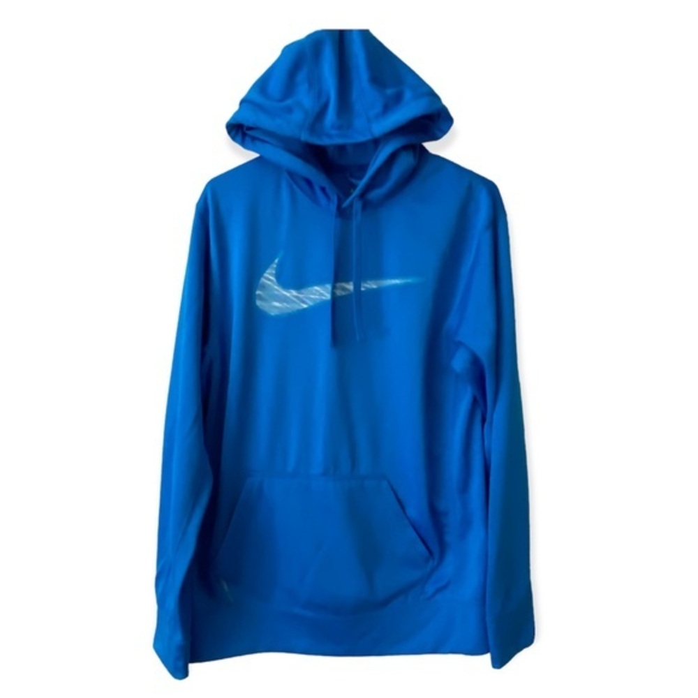 Nike Hoodie‎ Size M Mens Blue Therma Fit Pullover Center Swish